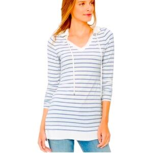 White House Black Market Striped Long-Sleeve Lightweight Hoodie Top. Size Large